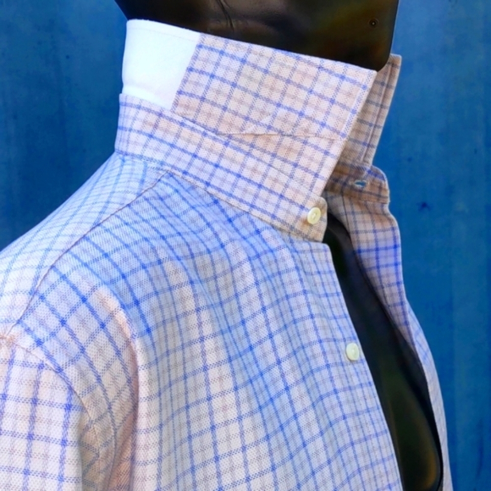 Battistoni (Italy) Men's French Cuff Luxury Check Shirt